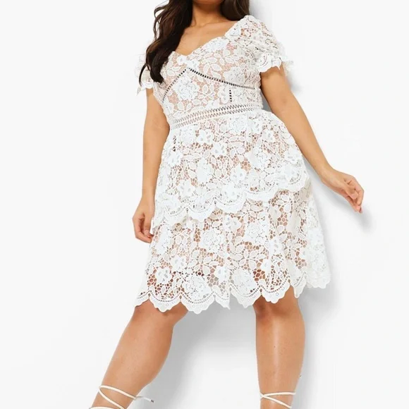 Plus Boohoo Knee Length Dresses Sleeve Skater Plus Size Skater